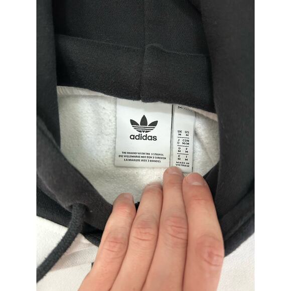 Adidas Color Block Black White Split Hoodie Hooded Sweatshirt Size Medium - Picture 3 of 7